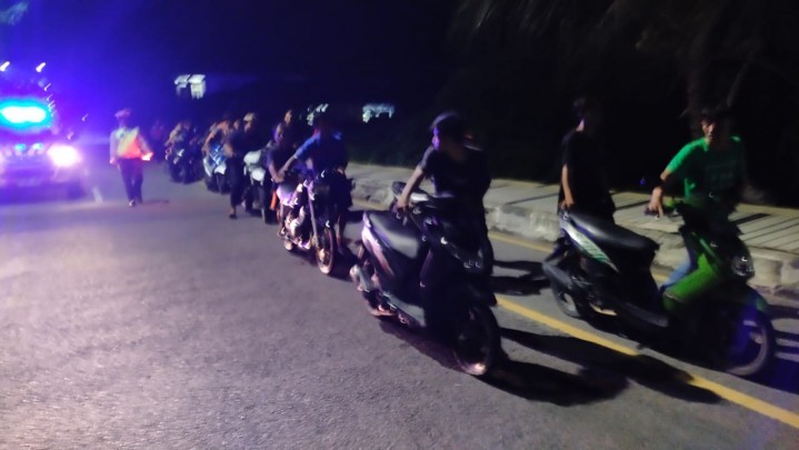 Resahkan Warga, Tim Patroli Blue Light Amankan Belasan Motor Diduga Ikut Balap Liar