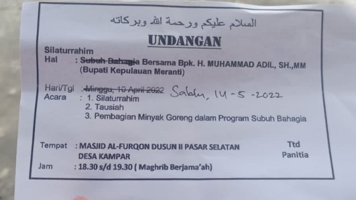 Bupati Meranti M Adil akan Bagi-bagi Minyak Goreng Di Kampar Bupati Meranti M Adil akan Bagi-bagi Minyak Goreng Di Kampar