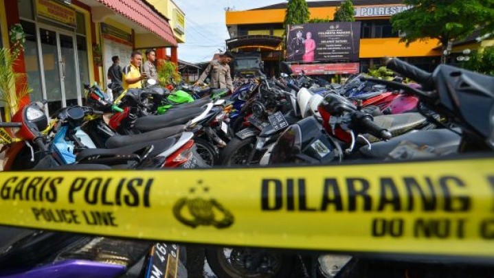 Polresta Padang Amankan Puluhan Kendaraan Knalpot Brong