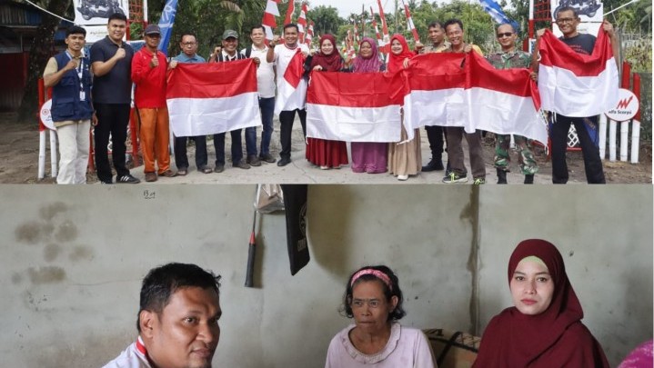 Jelang HUT ke-80 RI, Camat Kulim Goro Merah Putih di Pebatuan
