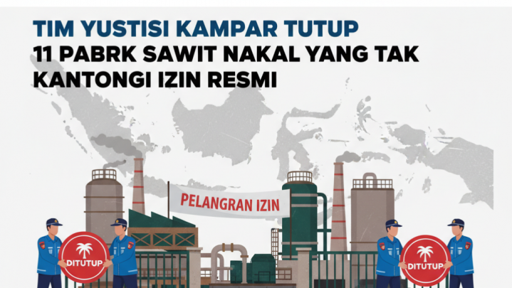 ?Tim Yustisi Kampar Tutup 11 Pabrik Sawit Nakal yang Tak Kantongi Izin Resmi ? ?